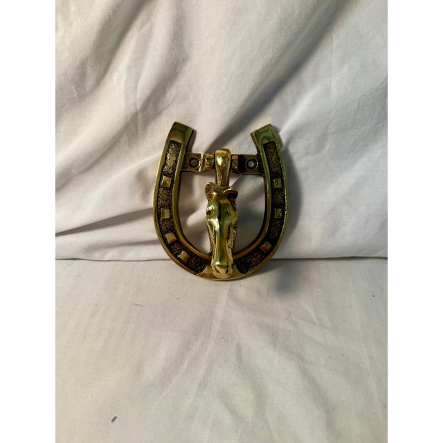 Vintage, English Brass Horse and Horseshoe Doorknocker For Sale In Salt Lake City - Image 6 of 13