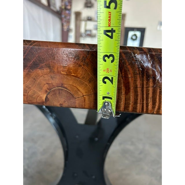 Historic 16 Foot Live Edge Single Slab Table For Sale - Image 10 of 18
