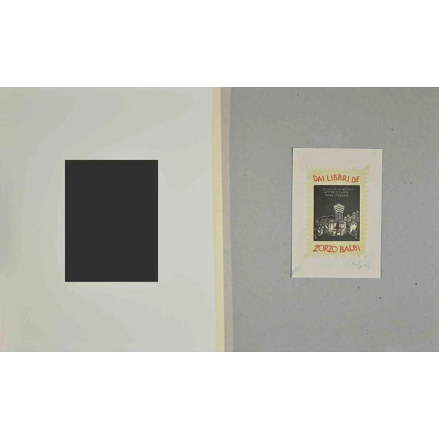 Ex Libris For Giorgio balbi, realized by Giulio Cesari in the Mid-20th Century It includes passepartout, 30 x 24 cm. Hand...