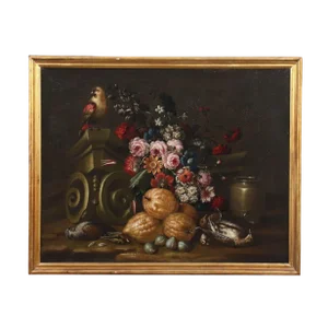 Still Life Painting, 17th-century, Italy, Oil on Canvas, Framed