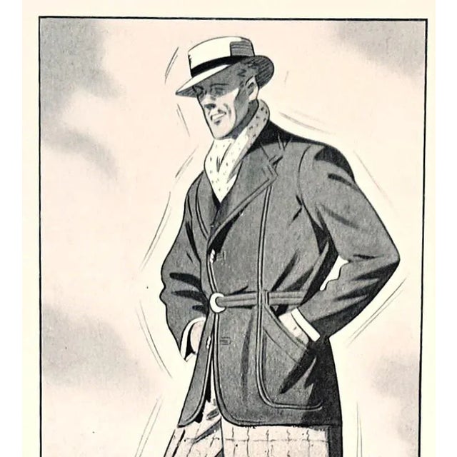 This is a 1930s French fashion print for the man who loves the sport of GOLF! Hard to find golf related vintage prints....