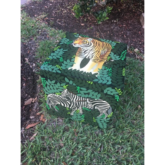 1980s Green Painted Lacquered Animal Box For Sale - Image 4 of 13