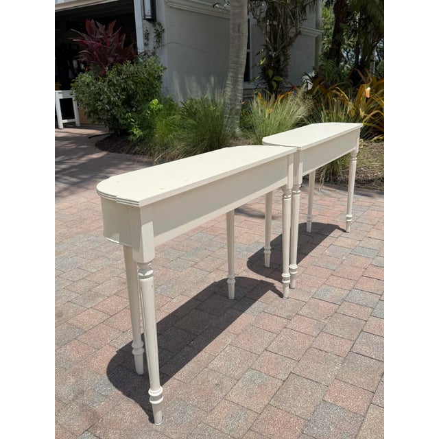 Coastal Pair of Somerset Bay White Two-Drawer Console Tables For Sale - Image 3 of 9