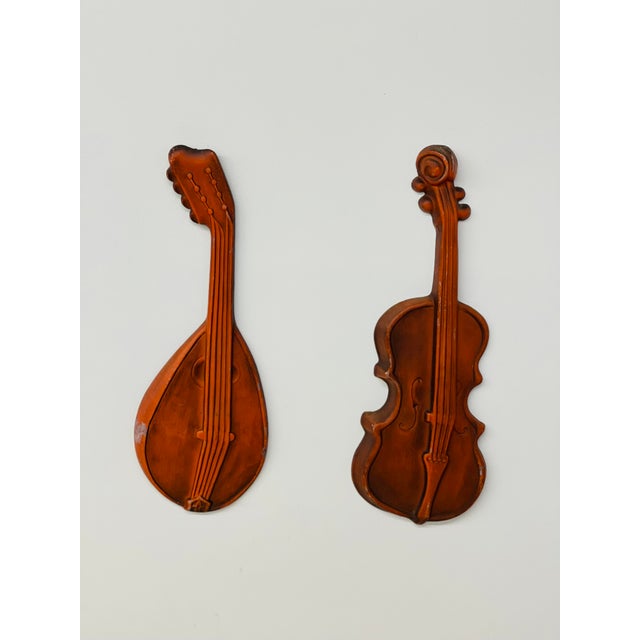 Metal Vintage Mid-Century Modern Royal Metal Musical Instrument Wall Art- a Pair For Sale - Image 7 of 8