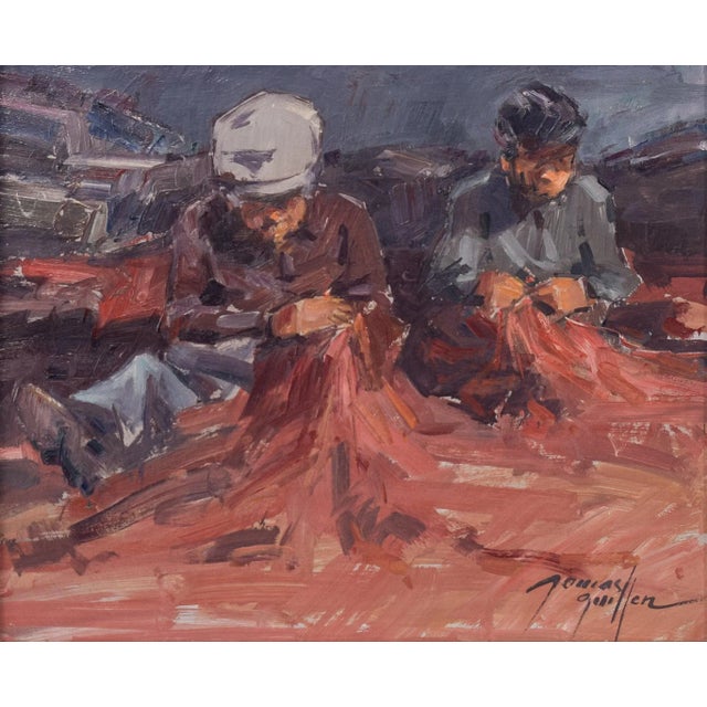 The loose post-impressionist style of this painting creates a charming sense of ambiguity in these semi-anonymous figures,...