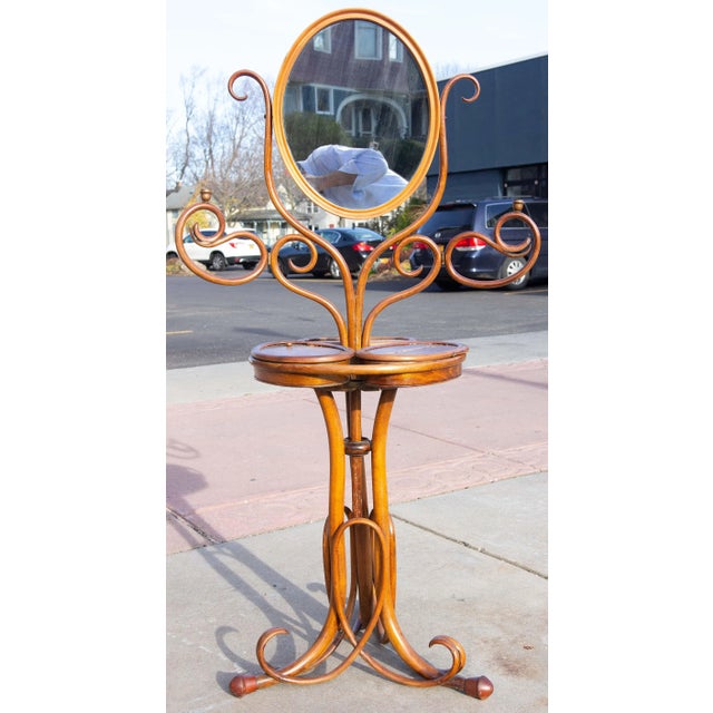 Brown Art Nouveau Bentwood Shave Stand and Mirror For Sale - Image 8 of 8