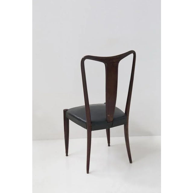 Mid-Century Modern Vintage Italian Dining Chairs in Green Leather, 1950s, Set of 4 For Sale - Image 3 of 11