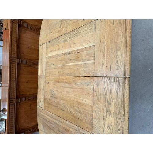 Brown Round Solid Oak Table with Two Extensions For Sale - Image 8 of 12