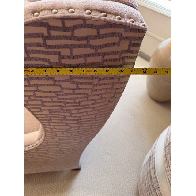 Custom Wing Back Chairs With Nail Head Trim by Sam Moore For Sale - Image 12 of 15