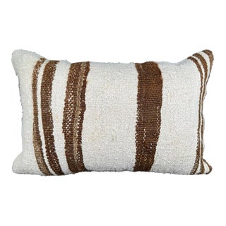 Turkish Hemp Pillow Cushion Natural Beige Brown Pillow Cushion Cover 16" x 24" For Sale