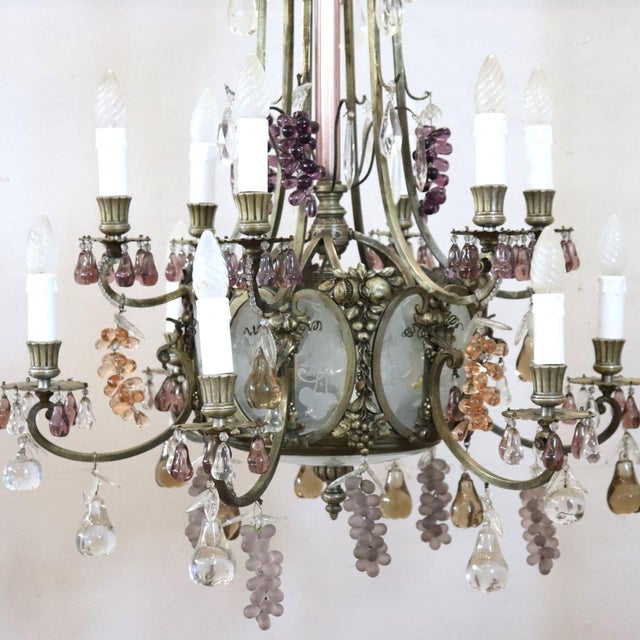 20th Century Chandelier in Bronze and and Glass Fruit Pendants For Sale - Image 10 of 18
