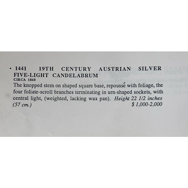 Liberace Collection Sterling Silver 22.5" Candelabra With Christie's Provenance For Sale - Image 17 of 18