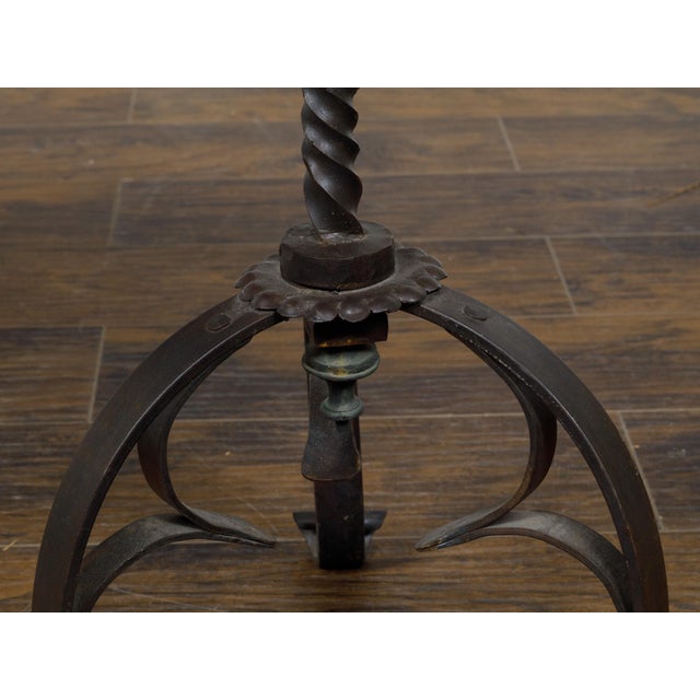 Metal Pair of Midcentury French Guéridon Tables with Zebra Hide and Iron Tripod Bases For Sale - Image 7 of 11