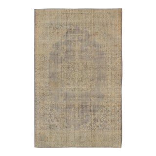 Distressed Turkish Rug With Floral Design in Taupe, Gray, Brown and Ivory For Sale