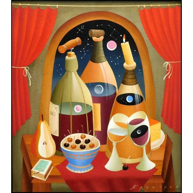 "Drink Wine" (framed) Original oil painting on canvas by Russian artist Anton Arkhipov. Image Size : 32" x 28", Framed...