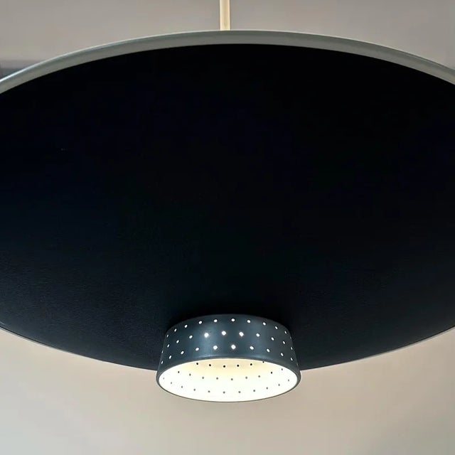 Black Metal Pendant Lamp with Diffuser by Louis Kalff for Philips, 1950s For Sale - Image 3 of 12