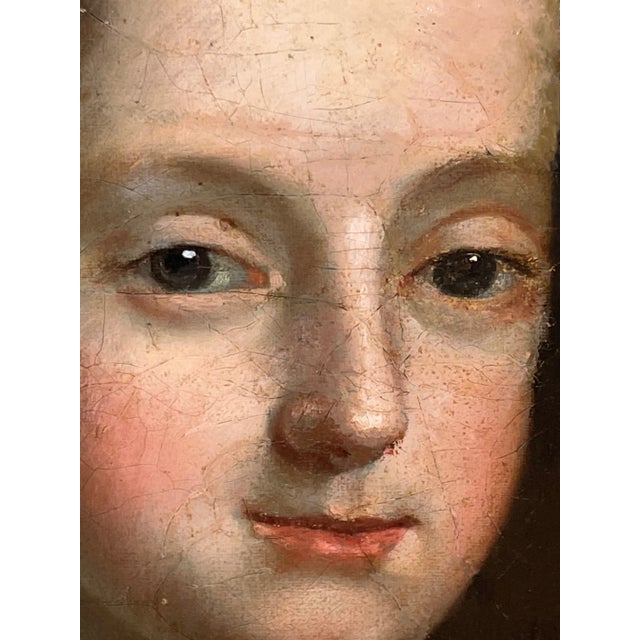 Wood Huge 17th Century English Baroque Oil Portrait of a Young Noblewoman, Circle of Sir Godfrey Kneller (1646–1723) For Sale - Image 7 of 12