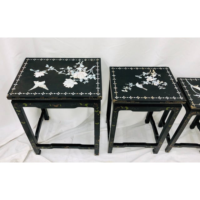 Antique Chinoiserie Painted Lacquerware Nesting Tables - Set of 4 ...
