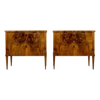 Biedermeier Style French Polished Walnut Commodes, Germany, Set of 2 For Sale