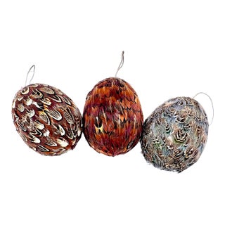 Christmas Handmade Feather Ornaments- Set of 3 For Sale