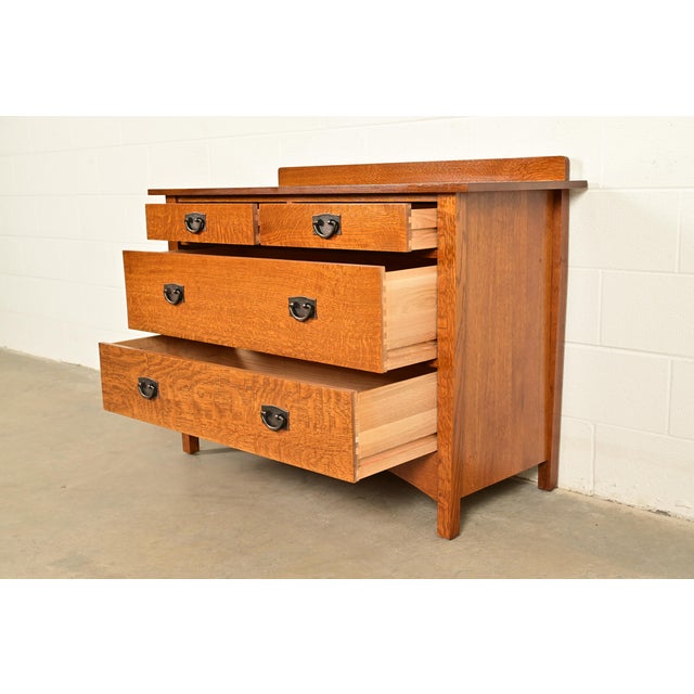 Wood Stickley Harvey Ellis Collection Mission Oak Arts & Crafts Dresser or Chest of Drawers For Sale - Image 7 of 14