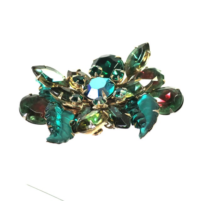 Parure Vintage Cristal Watermelon – Broche Et Boucles D'oreilles – Années 50/60