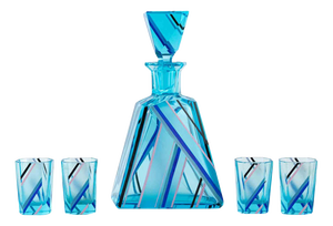 Art Deco Czech Glass Liqueur Set attributed to Karel Palda, 1930s, Set of 5