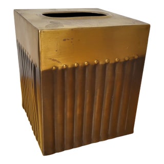 Vintage 1990s Paradigm Brass Tissue Box Cover For Sale