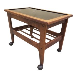 Mid Century Modern Rolling Trolley Side Table For Sale