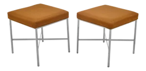 Paul McCobb Style Ultrasuede Stools by Shelby Williams (Pair)