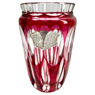 Art Deco Small Crystal Vase Cut-to-Clear from Val Saint Lambert, 1950s For Sale