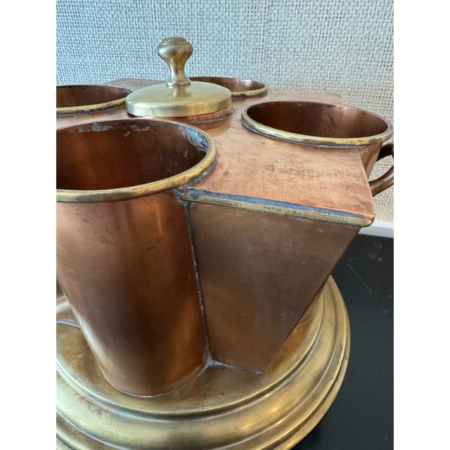 Vintage Art Deco-Style Tapered Copper and Brass 4 Bottle Wine Chiller or Champagne Cooler. Designed to hold four bottles...