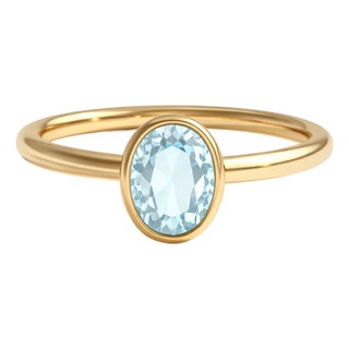 Natural Aquamarine Ring | March Birthstone Dainty Ring | 925 Silver Handmade Stacking Ring, Size 7 For Sale