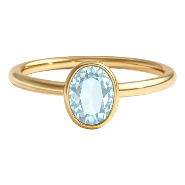 Natural Aquamarine Ring | March Birthstone Dainty Ring | 925 Silver Handmade Stacking Ring, Size 7 For Sale