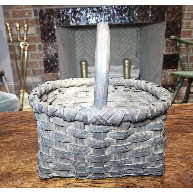 Brown Early 20 Th C. "Porcupine Twist" Berry Basket For Sale - Image 8 of 17