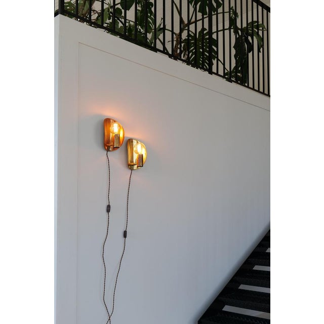 Mid-Century Modern Brass Wall Sconces, Sweden, 1960s, Set of 2 For Sale - Image 9 of 17