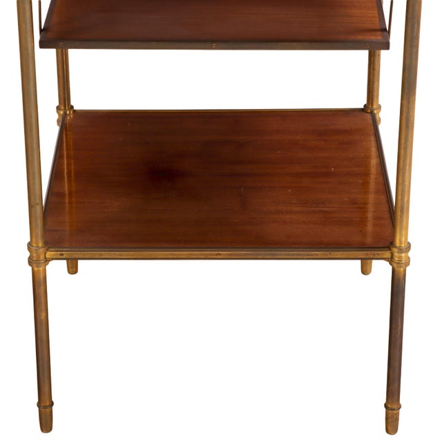 Maison Jansen French Mahogany and Brass Three-Tier Table in the Manner of Maison Jansen, C. 1950 For Sale - Image 4 of 4