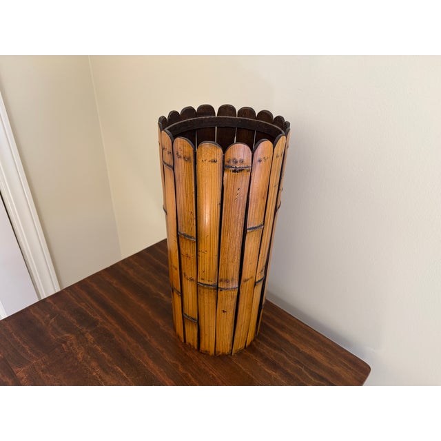 Chinoiserie 1970s Bamboo Umbrella Stand in the Palm Beach Tradition For Sale - Image 3 of 12