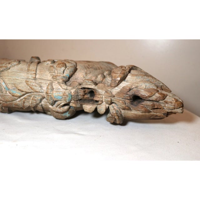 Large Antique 1800's Hand Carved Asian Wood Architectural Salvage Sculpture For Sale In New York - Image 6 of 12
