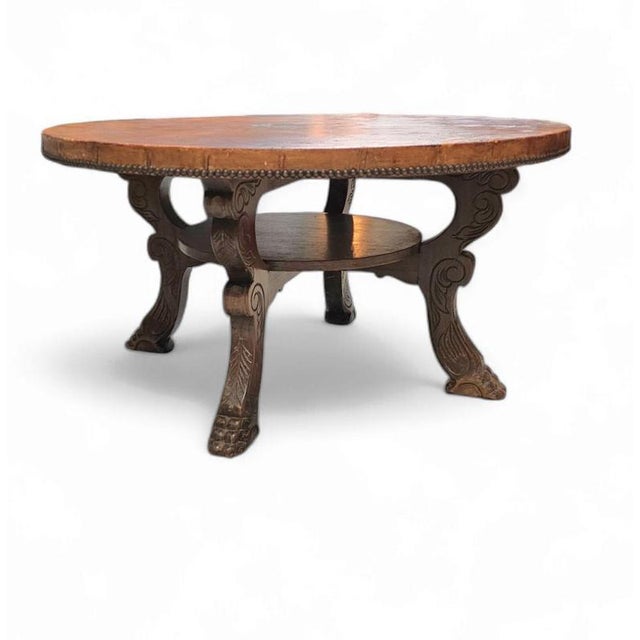 Mid-Century Coffee Table in Wood and Cognac Leather For Sale - Image 4 of 8