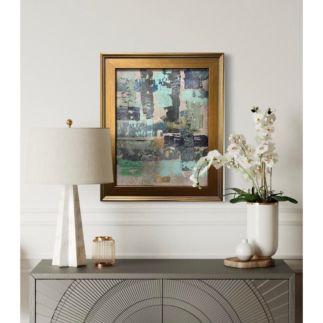 This original mixed-media abstract painting by J. Kent Martin is inspired by aerial views of farmland and the ordered...