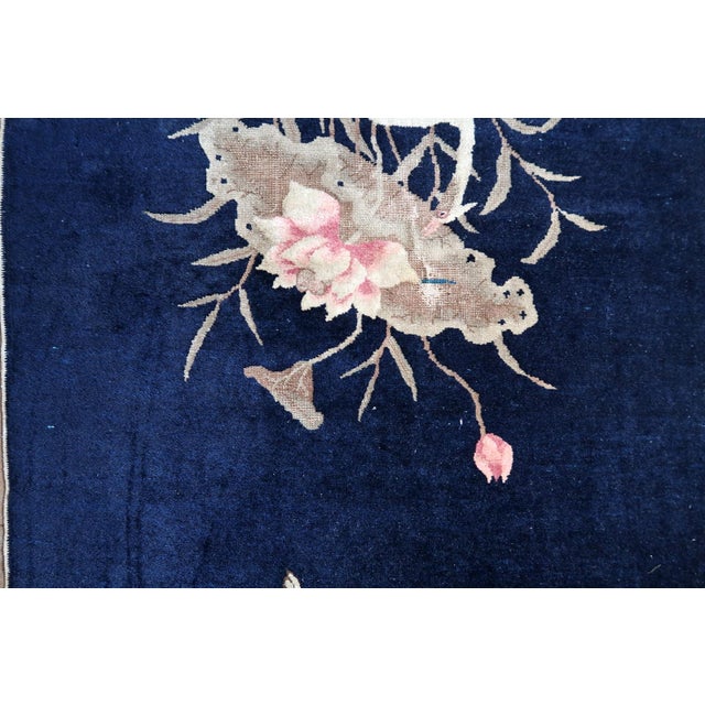1890s, Antique Chinese Peking Rug, Cranes & Floral, 3 X 5 For Sale - Image 11 of 13