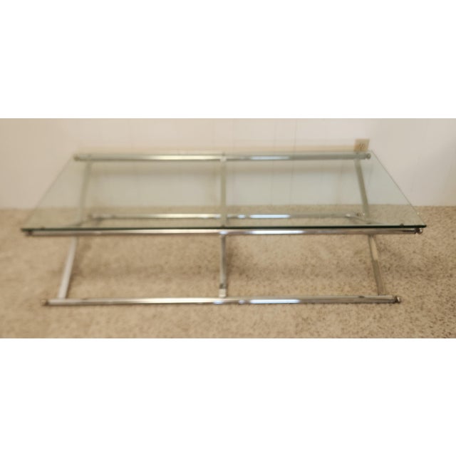 Triple X Base Chrome Glass Cocktail Table 1970s Mod For Sale - Image 12 of 12