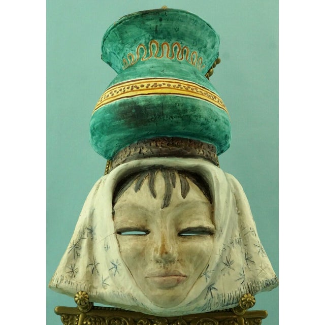 Art Deco Ceramic Wall Mask of Commoner with Vase by Merlone for Tanagra, Rome, Italy, 1940s For Sale - Image 12 of 18