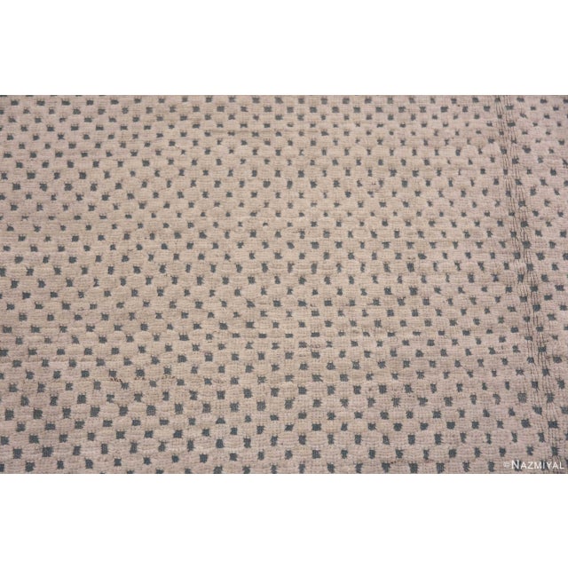 Nazmiyal Collection Ivory Light Grey Blue Checkboard Design Contemporary Area Rug For Sale - Image 4 of 6