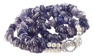 Blue Two Strand Iolite Freeform Chip Beaded Necklace
