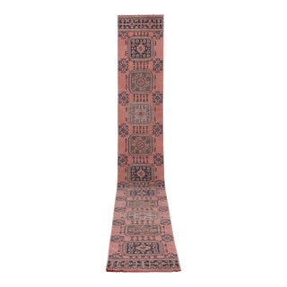 1960s Turkish Hand Knotted Vintage Long Runner Rug - Stair Carpet 2'6'' X 21'9'' For Sale