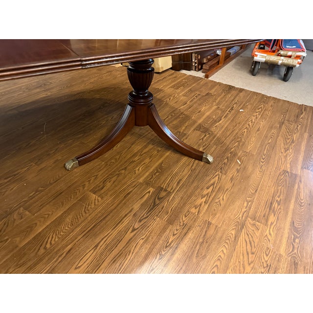 Georgian Style Multi-Banded Mahogany Dining Table by Leighton Hall - Showroom Sample For Sale - Image 18 of 18