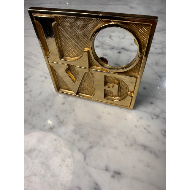 Vintage Brass Love Sculpture — Indiana Style For Sale - Image 4 of 5