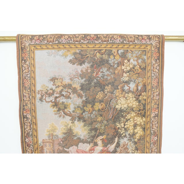 Vintage Les Tapisseries D’Halluin “L’Indiscrétion” & “L’Escarpolette” French Tapestries (Set of 2) For Sale - Image 9 of 14
